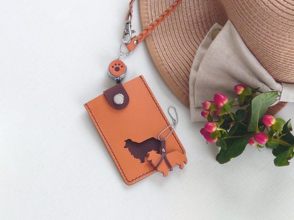 《特集掲載》【受注制作】犬シルエット パスケース【お好きな犬種で制作】リール付 名入れ可 犬種グッズ ※袋ラッピング無料 15枚目の画像