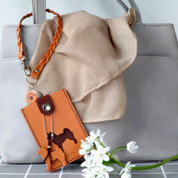 《特集掲載》【受注制作】犬シルエット パスケース【お好きな犬種で制作】リール付 名入れ可 犬種グッズ ※袋ラッピング無料 11枚目の画像