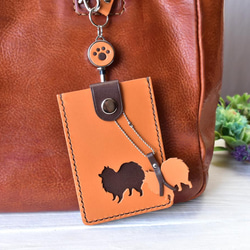 《特集掲載》【受注制作】犬シルエット パスケース【お好きな犬種で制作】リール付 名入れ可 犬種グッズ ※袋ラッピング無料 10枚目の画像