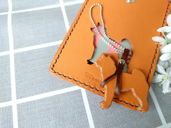 《特集掲載》【受注制作】犬シルエット パスケース【お好きな犬種で制作】リール付 名入れ可 犬種グッズ ※袋ラッピング無料 16枚目の画像