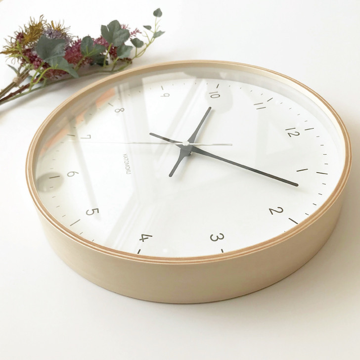 KATOMOKU plywood clock 12 ナチュラル km-80NA 掛け時計 木製 静か