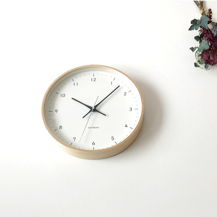 KATOMOKU plywood clock 12 ナチュラル km-80NA 掛け時計 木製 静か