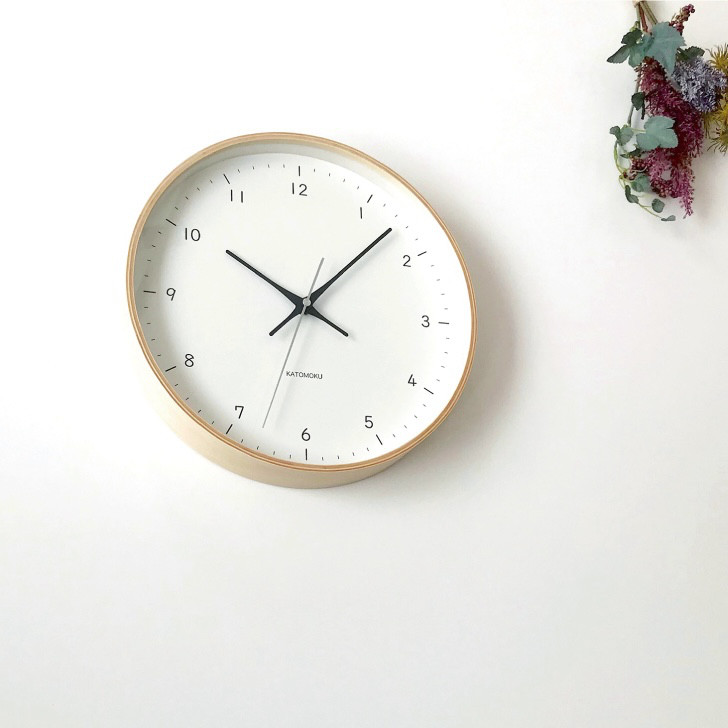 KATOMOKU plywood clock 12 ナチュラル km-80NA 掛け時計 木製 静か