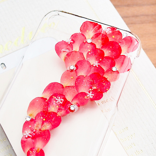 花花♡ページ　他の方購入不可 アリスうさぎとミニバラの押し花スマホケース＊167 手帳型 全