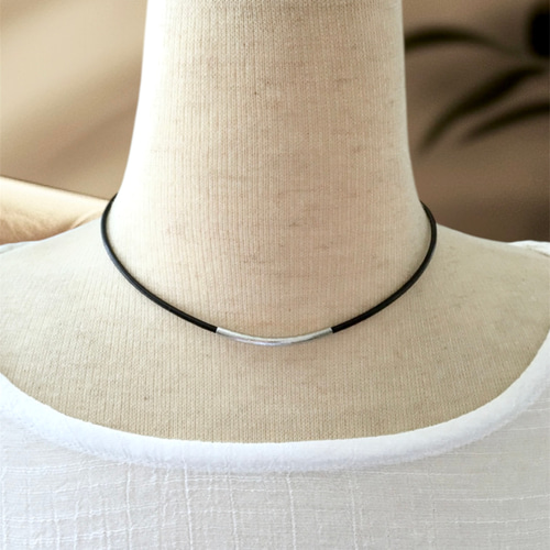 本革紐チョーカーネックレス】ダークブラウン 36cm レザーチョーカー