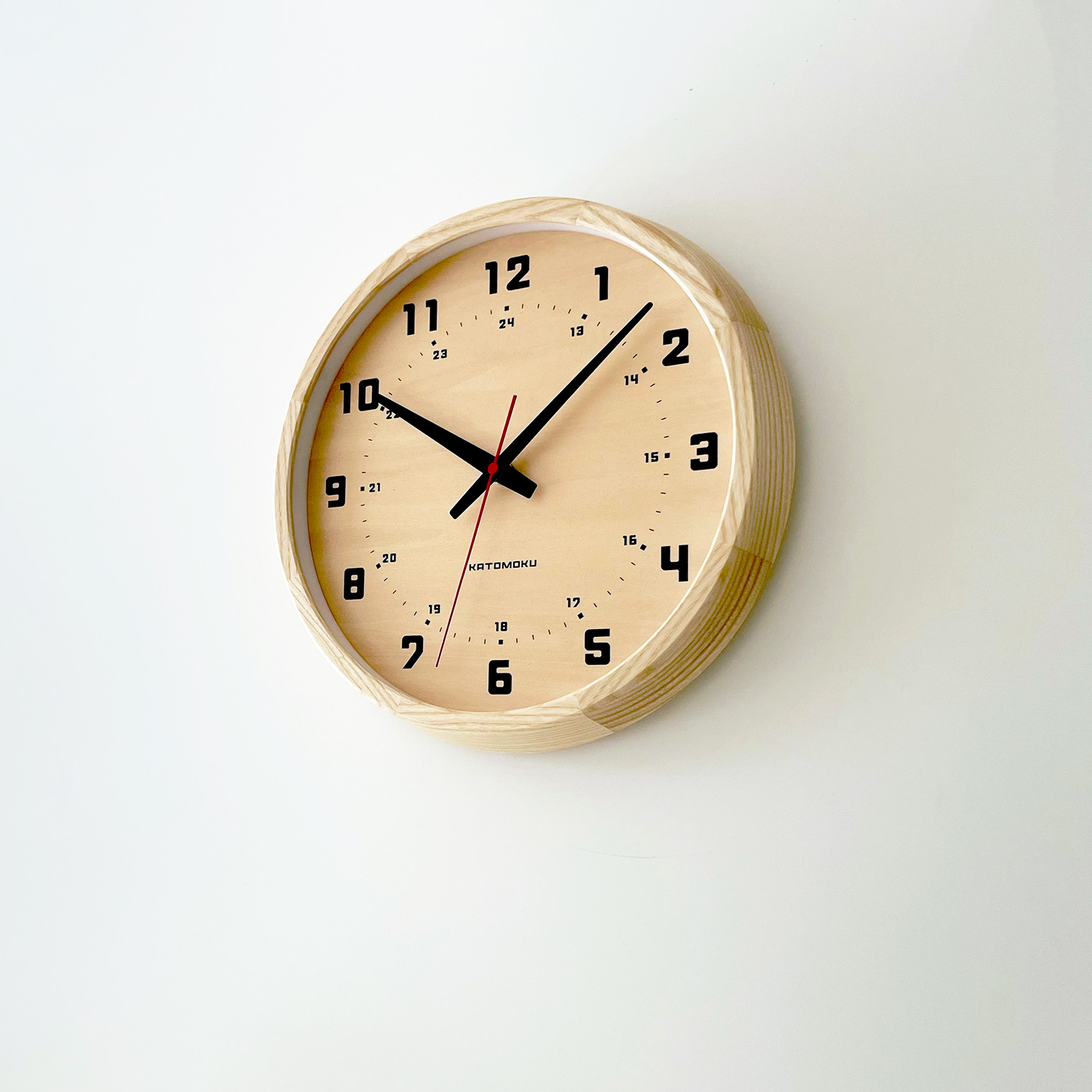 KATOMOKU muku wall clock 8 ナチュラル km-81NA 掛け時計 木製 静か レトロ