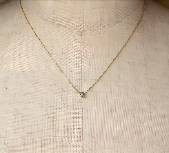 Round brilliant Diamond Necklace / K18YG 6枚目の画像