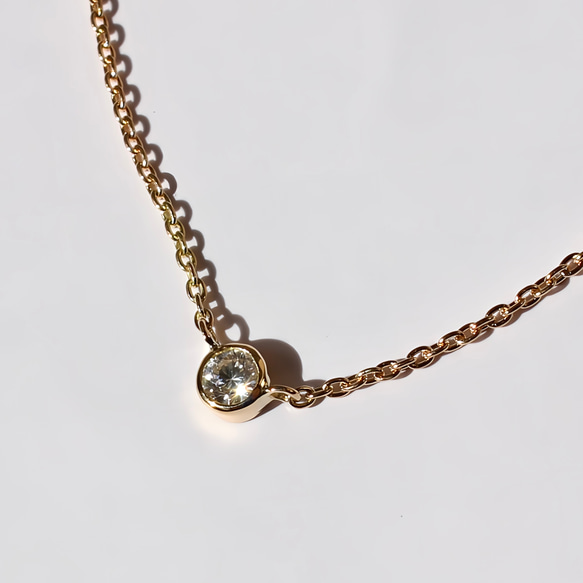 Round brilliant Diamond Necklace / K18YG 2枚目の画像