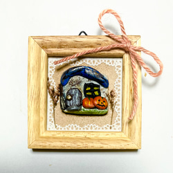 ミニ額入り原画】紙粘土に絵を描いてみた☆冬の夜13☆ 絵画 Blue-Lion