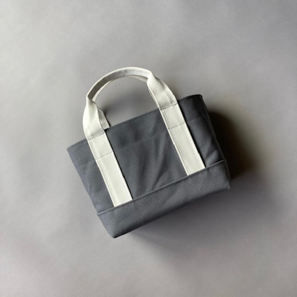 S)少しだけ自分へのご褒美ミニトート「 grip 」（ グレー × ホワイト