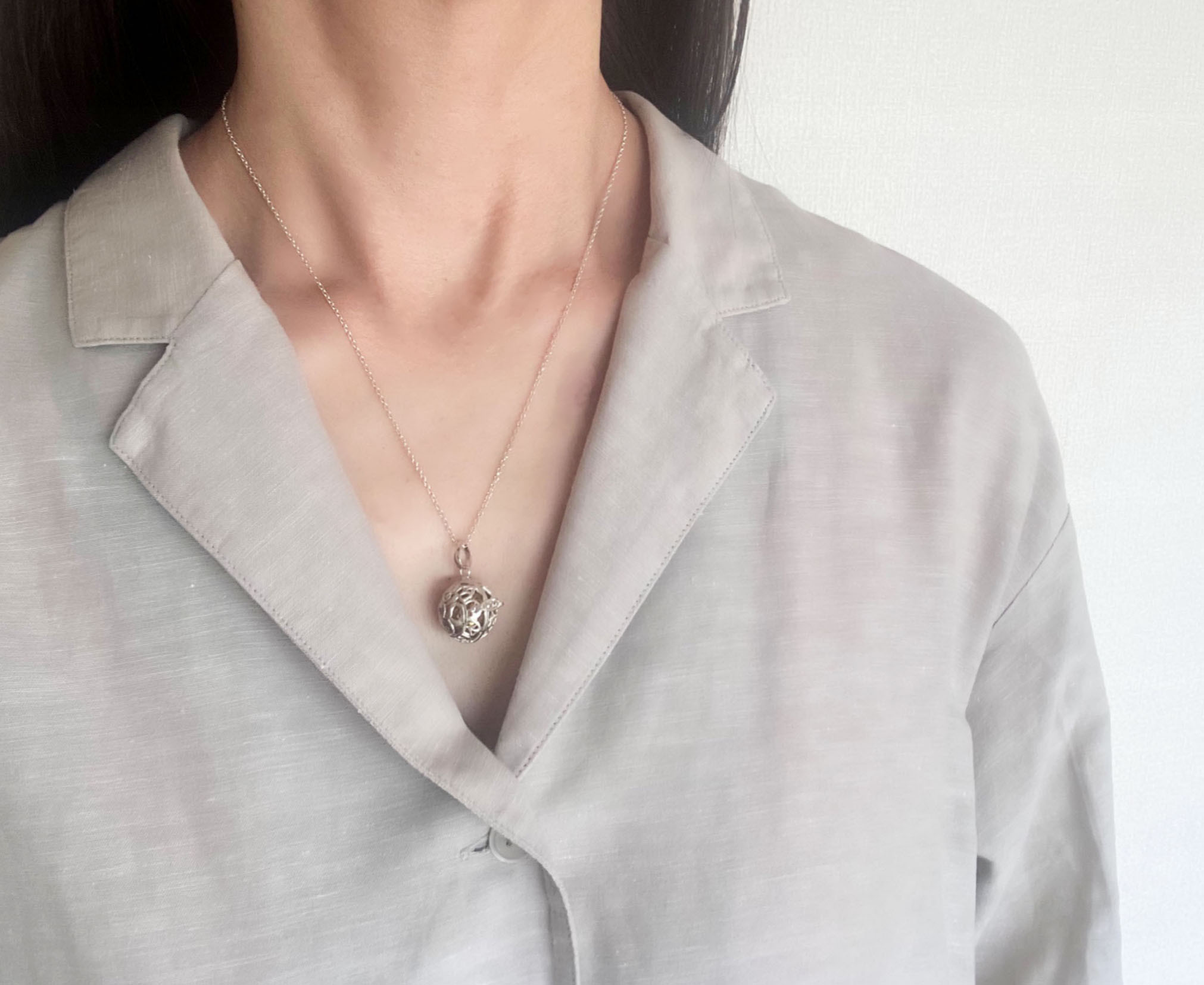 ✼シルバー925✼オニキスのネックレス ༺ぱかりと開けられる•*•宇宙と繋げるOM・バリ島の神様༻天然石アクセサリー人気