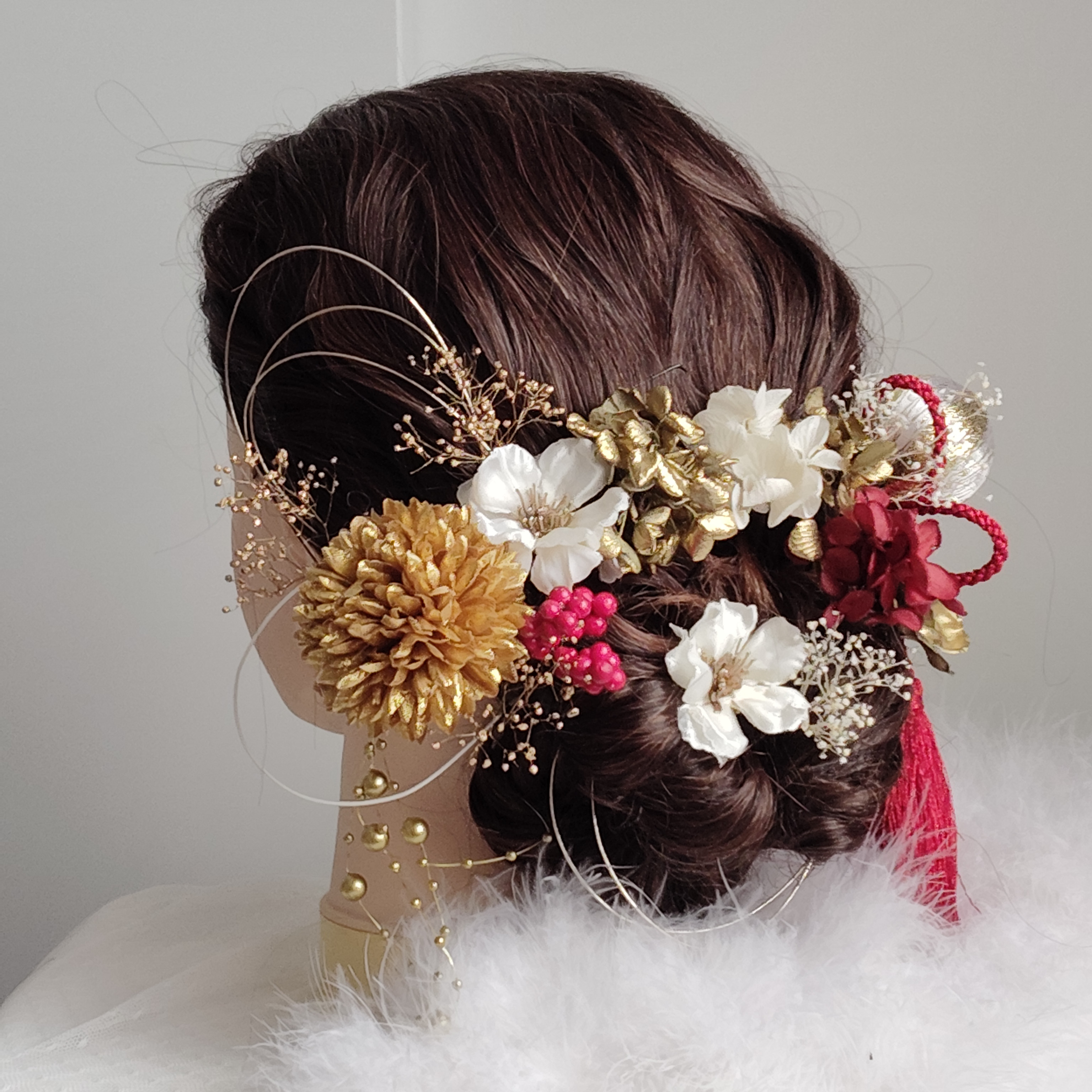 花華＿　枝垂れパールの和装髪飾り　結婚式髪飾り　卒業式髪飾り　成人式　卒業式　結婚式　成人式前撮り　前撮り　白無垢　振袖