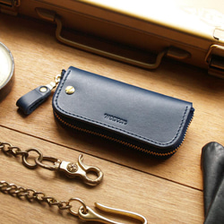 【週年慶特價 690】原價 1090【客製化刻字】Navy Blue 真皮鑰匙包 (英文刻印/禮盒包裝) 生日禮物 第4張的照片