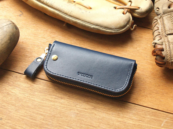 【週年慶特價 690】原價 1090【客製化刻字】Navy Blue 真皮鑰匙包 (英文刻印/禮盒包裝) 生日禮物 第8張的照片