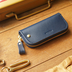 【週年慶特價 690】原價 1090【客製化刻字】Navy Blue 真皮鑰匙包 (英文刻印/禮盒包裝) 生日禮物 第1張的照片