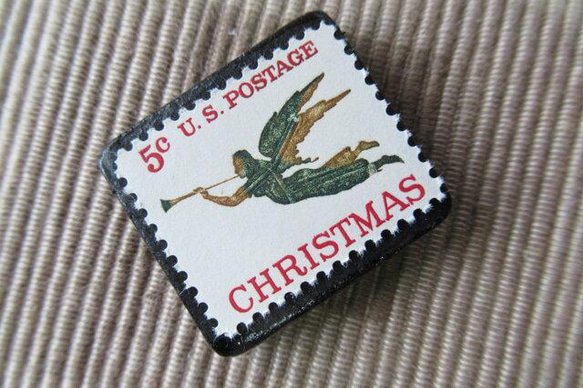 アメリカ　クリスマス切手ブローチ4041 2枚目の画像