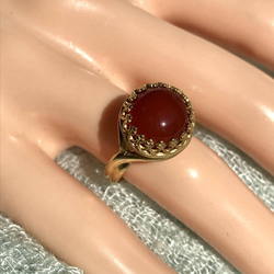 赤い実のような天然石・・レッドアゲート ring（8～18号・ゴールドカラー） 14枚目の画像