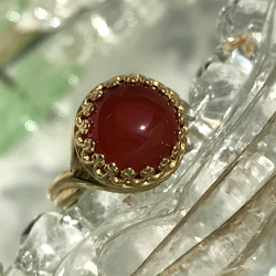 赤い実のような天然石・・レッドアゲート ring（8～18号・ゴールドカラー） 8枚目の画像