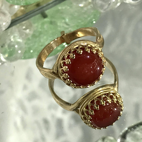 赤い実のような天然石・・レッドアゲート ring（8～18号・ゴールドカラー） 13枚目の画像