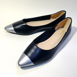 【美品】OHGA バイカラーフラットパンプス 美品】OHGA バイカラーフラットパンプス