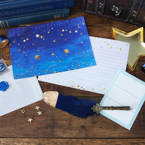 工藝青花　9.10.11 レターセット 星たちの輝き レターセット レターセット LALA CloveR. 通販