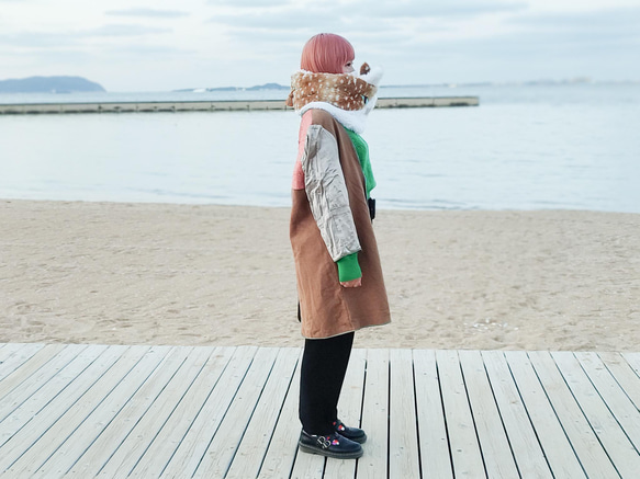 【鼻周り汚れ隊♡茶トラハチワレちゃんと一緒にお出かけスヌード（オーダー可）】 11枚目の画像