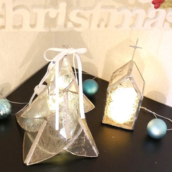 *✴︎:.｡　ステンドグラスの大人クリスマスツリー②　　教会のキャンドルホルダー付き 14枚目の画像