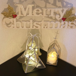 *✴︎:.｡　ステンドグラスの大人クリスマスツリー②　　教会のキャンドルホルダー付き 2枚目の画像