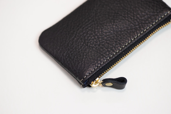 日本製　本革　コインケース　ブラック　マットシュリンクレザー　コインポーチ　小物入れ　apo-10nns 2枚目の画像