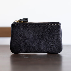日本製　本革　コインケース　ブラック　マットシュリンクレザー　コインポーチ　小物入れ　apo-10nns 1枚目の画像