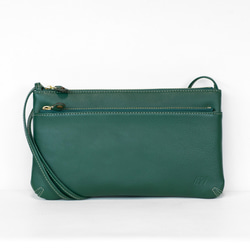 【長財布が入る】2WAY　薄型　サコッシュ　姫路レザー　グリーン　本革　ショルダーバッグ　日本製　ak-53nns 4枚目の画像