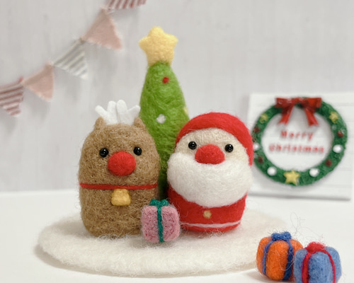 専用ページ　クリスマス作品　羊毛フェルト 受注制作(クリスマス)ペア 羊毛フェルト アトリエクラウン 通販