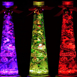 早割クリスマス２０２３　「ガラスの中のクリスマス　サンタクロースM」（LEDライト付き）クリスマスハーバリウム 1枚目の画像