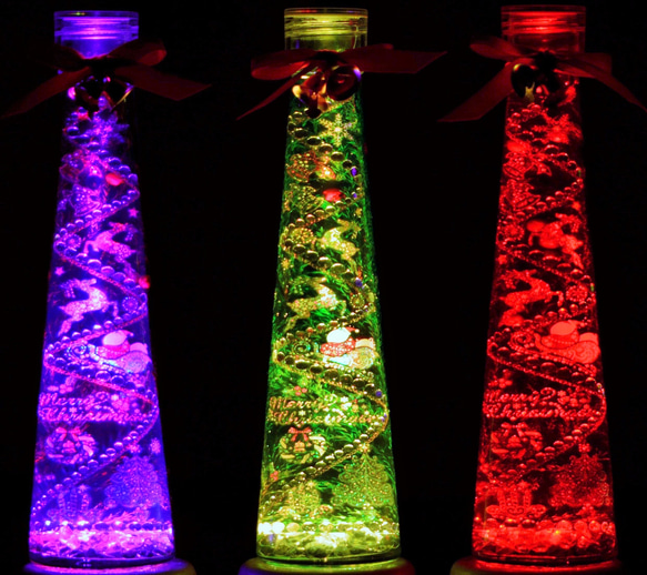 早割クリスマス２０２３　「ガラスの中のクリスマス　サンタクロースM」（LEDライト付き）クリスマスハーバリウム 1枚目の画像