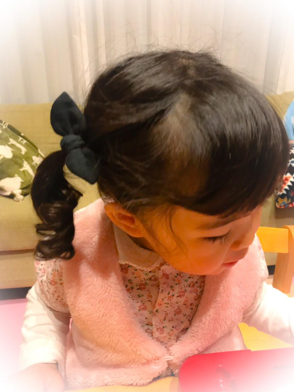 長く使える♡naturalガーゼ　ミニミニリボンヘアゴム2個セット 4枚目の画像