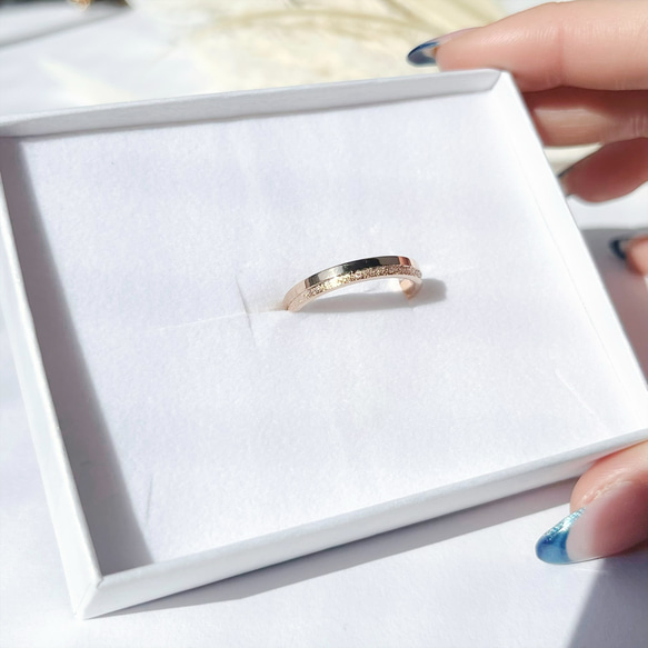 “未來剪影”不銹鋼戒指戒指刻【另售價格】【玫瑰金】 第10張的照片