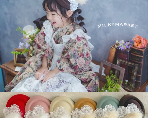 美品　七五三 3歳女の子 着物　キャサリンコテージ　気品トーク帽　髪飾り付き 美品 七五三 3歳女の子 着物 キャサリンコテージ 気品トーク帽