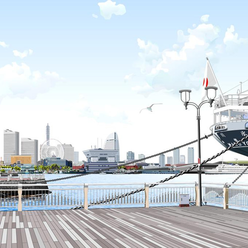 F教室：山下公園／樹下から見る氷川丸：F6 | … 風景画の部屋 …