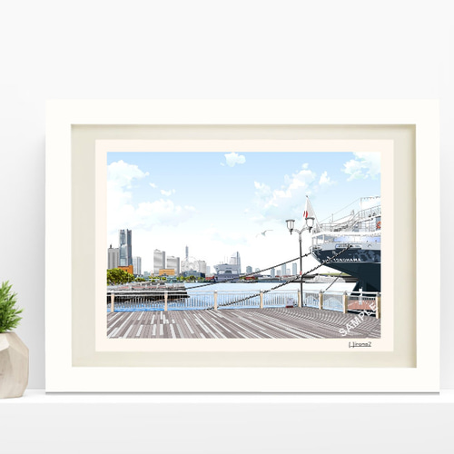 A4サイズ「横浜山下公園」 絵画 hiroma2 通販 6338348｜Creema