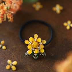 金木犀のヘアゴム 秋 10月 誕生日花 ヘアゴム ちくわハンドメイド 通販