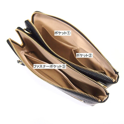 ★手工製作★日本製造★真皮★錢包式手拿包★斜挎包★L型拉鍊★單肩斜挎包★海軍藍★智慧型手機 第8張的照片