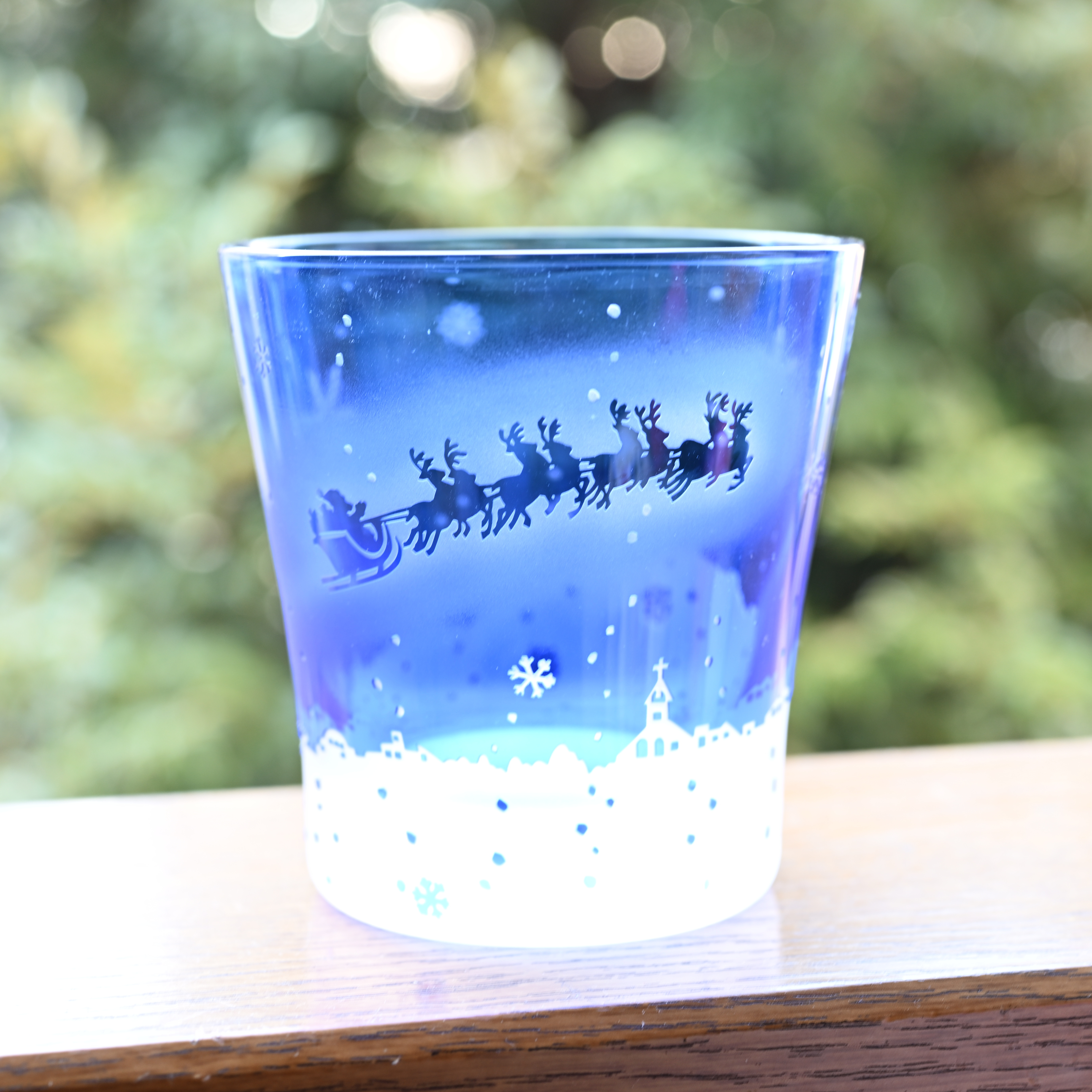 「サンタが街に」 グラス クリスマス サンドブラスト