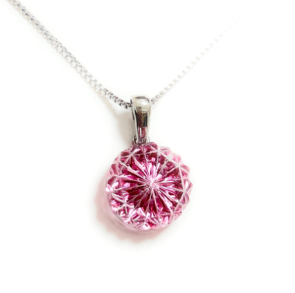 東京切子ネックレス  mini　菊　赤 1枚目の画像