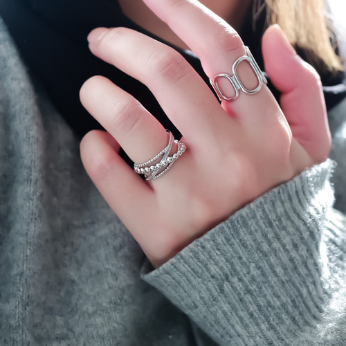 MR129】SV 流行のレイヤー加工 つぶつぶリング オープンリング