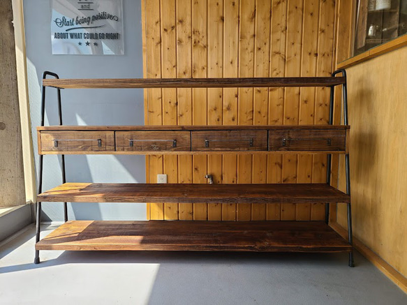 WIDE! WIDE! SHELF 170　古材×アイアンの家具 /シェルフ/ラック/食器棚/ WIDE