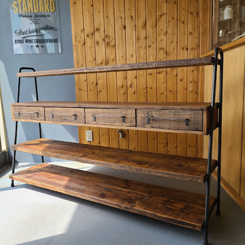 WIDE! WIDE! SHELF 170 古材×アイアンの家具 /シェルフ/ラック/食器棚