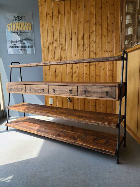 WIDE! WIDE! SHELF 170　古材×アイアンの家具 /シェルフ/ラック/食器棚/ WIDE