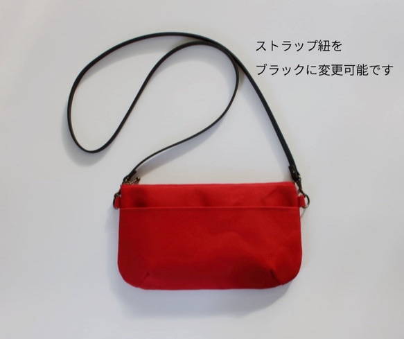 『Creema限定』帆布 お散歩ショルダーバッグ♪レッド×リバティWiltshire　母の日ギフトに♪ 3枚目の画像