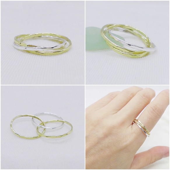 精緻戒指（3 股/銀 1/黃銅/銅） 第3張的照片