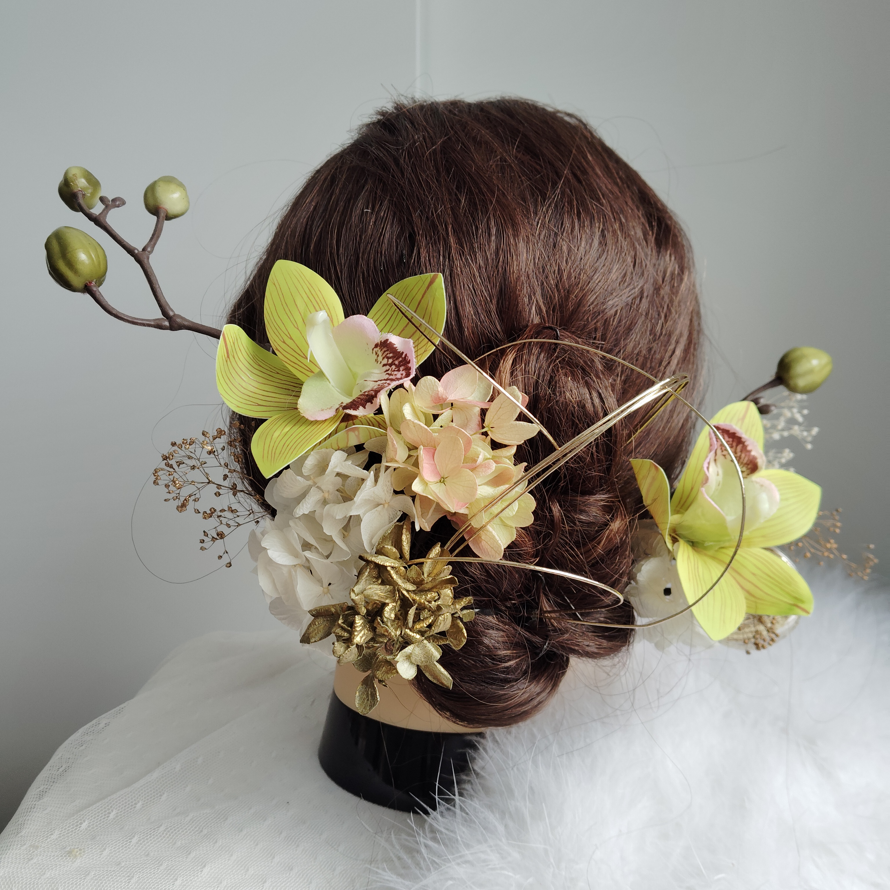 花影＿　和モダン　モダンアレンジ　現代アレンジ　髪飾り　 成人式　水引 　卒業式 　袴　 和装ヘア 　振袖　 着物